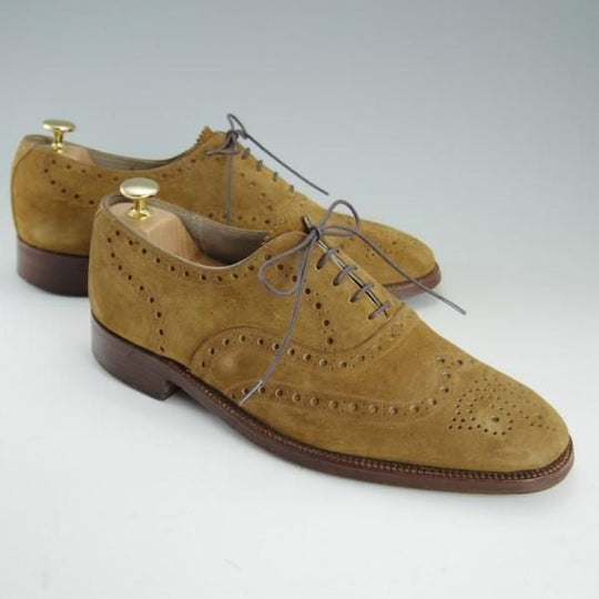 ★(英)グレンソン 8FX【貴重★カバ革/GENUINE HIPPO/footmaster】フットマスター/6029-28/フルブローグ/スエード/薄茶/GRENSON★e468