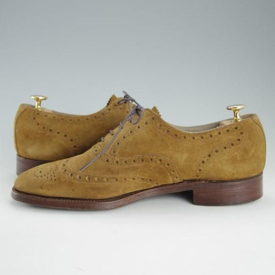 ★(英)グレンソン 8FX【貴重★カバ革/GENUINE HIPPO/footmaster】フットマスター/6029-28/フルブローグ/スエード/薄茶/GRENSON★e468