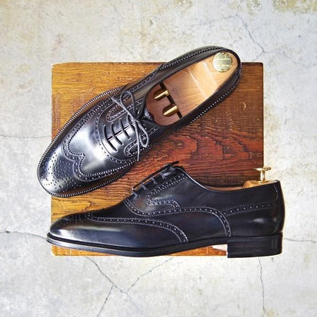 未使用★(伊)タニノクリスチー SIZE 7.5【定価15万以上★フルブローグ/109291】カーフ/黒/メンズ/TANINO CRISCI★e469