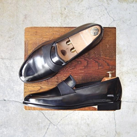 極美品★(伊)サルヴァトーレ・フェラガモ SIZE 7【★オペラパンプス/スリッポン】カーフ/黒/メンズ/Salvatore Ferragamo★e478