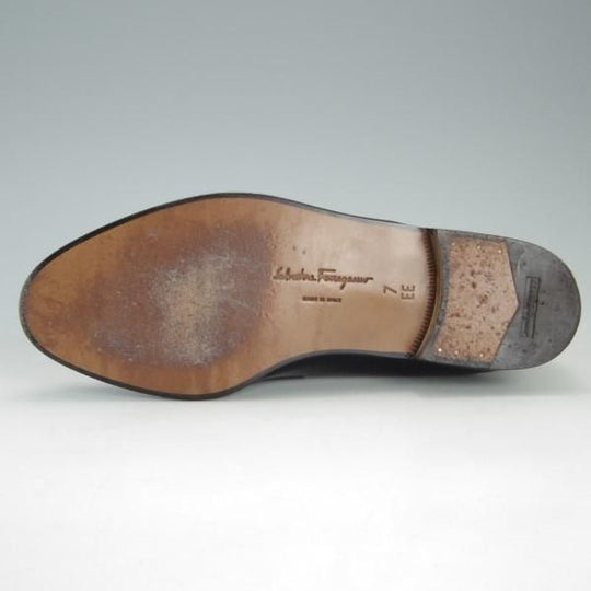 極美品★(伊)サルヴァトーレ・フェラガモ SIZE 7【★オペラパンプス/スリッポン】カーフ/黒/メンズ/Salvatore Ferragamo★e478