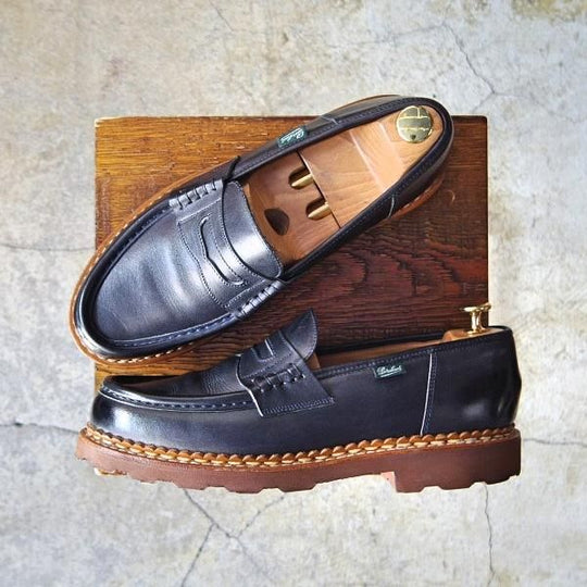 美品★パラブーツ SIZE 7.5【定価￥70,200-★ユナイテッドアローズ別注/REIMS/ランス】コインローファー/リスレザー/紺/Paraboot★e491