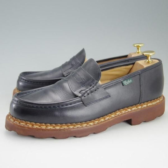 美品★パラブーツ SIZE 7.5【定価￥70,200-★ユナイテッドアローズ別注/REIMS/ランス】コインローファー/リスレザー/紺/Paraboot★e491