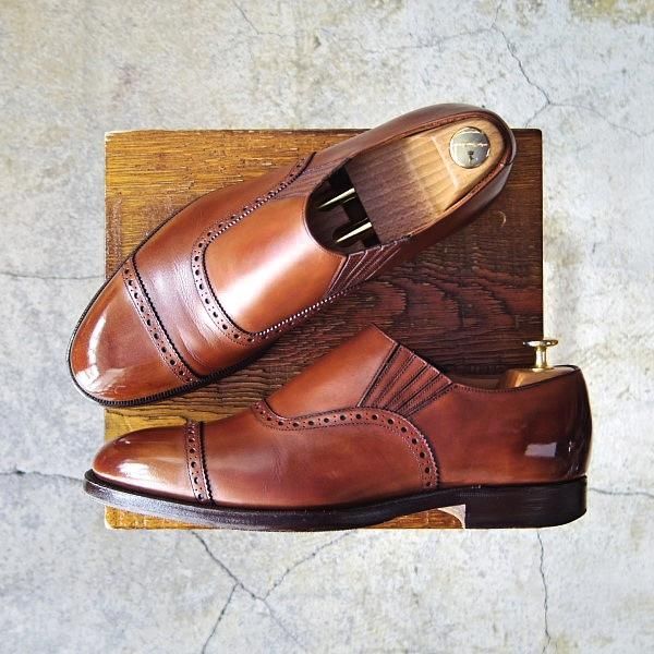 極上★(英)ニュー&リングウッド SIZE 8【貴重★QA07/サイドエラスティック】カーフ/茶/メンズ/リーガル/REGAL/NEW＆LINGWOOD★e492