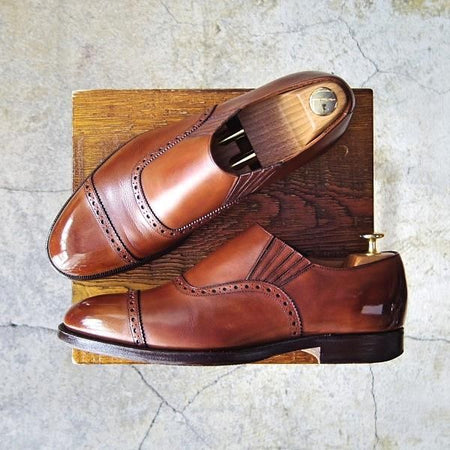 極上★(英)ニュー&リングウッド SIZE 8【貴重★QA07/サイドエラスティック】カーフ/茶/メンズ/リーガル/REGAL/NEW＆LINGWOOD★e492