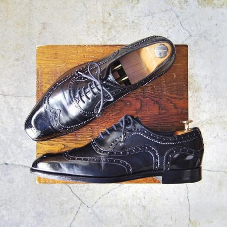 極上★(米)BARKER BLACK/バーカーブラック UK7【英国製★フルブローグ/ARCHDALE】ASHFIELDラスト/カーフ/黒/メンズ★e494