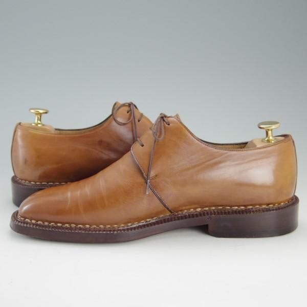 極上★(仏)オーベルシー SIZE 6.5【定価18万円以上★ノルベジェーゼ製法/プレーントゥ】カーフ/茶/メンズ/AUBERCY★e498