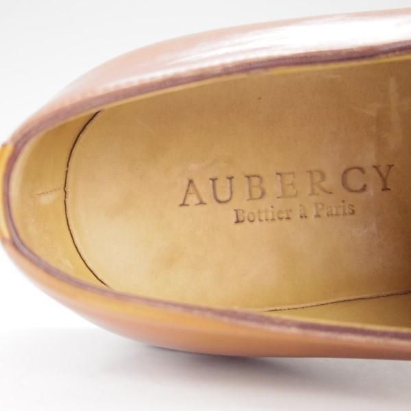 極上★(仏)オーベルシー SIZE 6.5【定価18万円以上★ノルベジェーゼ製法/プレーントゥ】カーフ/茶/メンズ/AUBERCY★e498