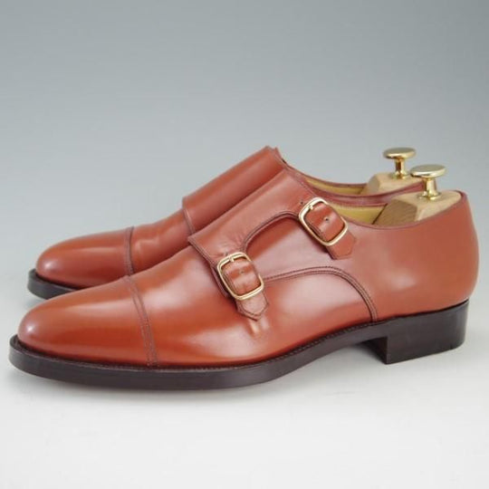 極美品★(神田)エトスクラブ UK7程度【オーダー品★ハンドソーンウェルテッド製法/九分仕立て】ダブルモンク/茶系/Ethos Club★e499