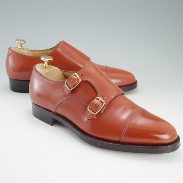 極美品★(神田)エトスクラブ UK7程度【オーダー品★ハンドソーンウェルテッド製法/九分仕立て】ダブルモンク/茶系/Ethos Club★e499