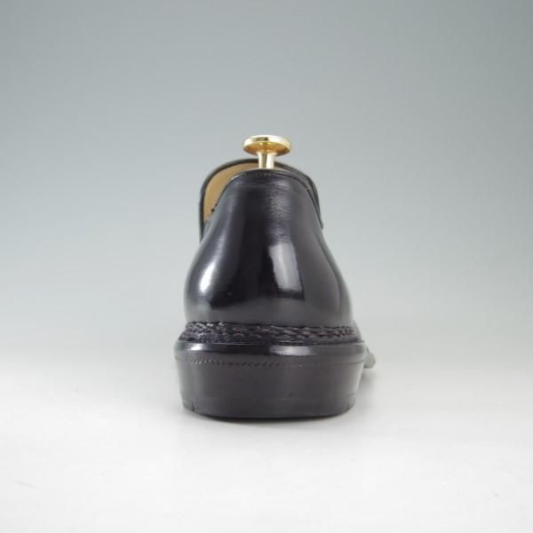 美品★関 信義 UK8.5程度【オーダー品★ノルベジェーゼ製法/スキンステッチ仕様】スリッポン/ローファー/カーフ/黒/メンズ★e500