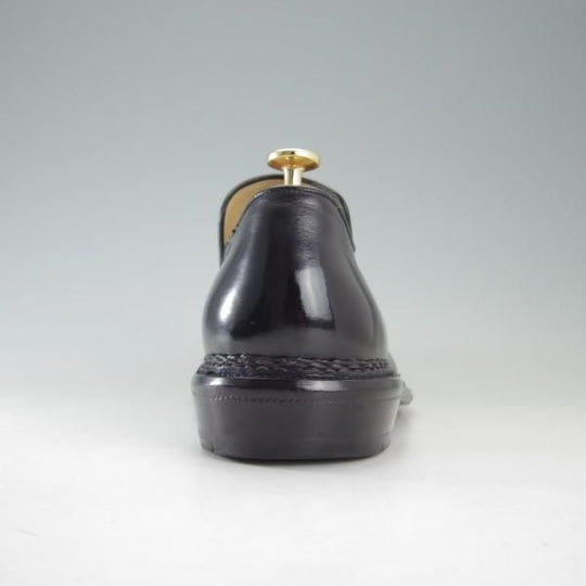 美品★関 信義 UK8.5程度【オーダー品★ノルベジェーゼ製法/スキンステッチ仕様】スリッポン/ローファー/カーフ/黒/メンズ★e500