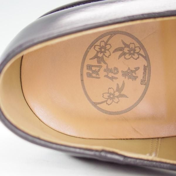 美品★関 信義 UK8.5程度【オーダー品★ノルベジェーゼ製法/スキンステッチ仕様】スリッポン/ローファー/カーフ/黒/メンズ★e500