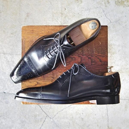 美品★(伊)ナポリターノ・ラケーレ SIZE 7.5【定価15万円程度★伊勢丹別注/ホールカット】カーフ/黒/メンズ/NAPOLITANO RACHELE★e503