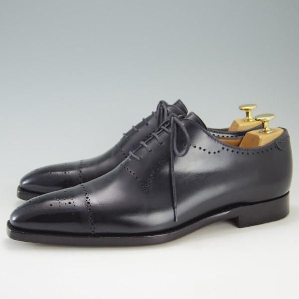 美品★(伊)ナポリターノ・ラケーレ SIZE 7.5【定価15万円程度★伊勢丹別注/ホールカット】カーフ/黒/メンズ/NAPOLITANO RACHELE★e503