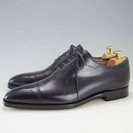 美品★(伊)ナポリターノ・ラケーレ SIZE 7.5【定価15万円程度★伊勢丹別注/ホールカット】カーフ/黒/メンズ/NAPOLITANO RACHELE★e503