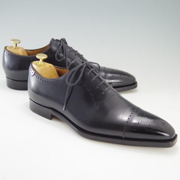 美品★(伊)ナポリターノ・ラケーレ SIZE 7.5【定価15万円程度★伊勢丹別注/ホールカット】カーフ/黒/メンズ/NAPOLITANO RACHELE★e503