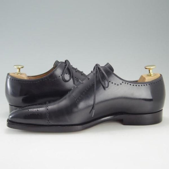 美品★(伊)ナポリターノ・ラケーレ SIZE 7.5【定価15万円程度★伊勢丹別注/ホールカット】カーフ/黒/メンズ/NAPOLITANO RACHELE★e503