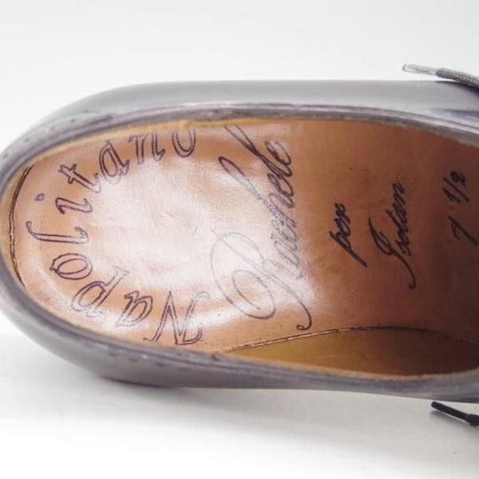 美品★(伊)ナポリターノ・ラケーレ SIZE 7.5【定価15万円程度★伊勢丹別注/ホールカット】カーフ/黒/メンズ/NAPOLITANO RACHELE★e503