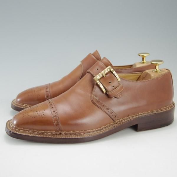 極上★(伊)ブランキーニ・カルツォレリア SIZE 7.5【最上級ライン★ノルベジェーゼ製法/バーニーズNY別注】モンクストラップ/茶★e504