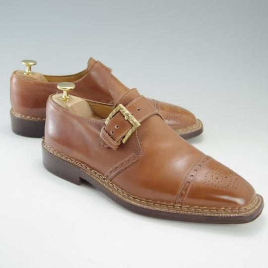 極上★(伊)ブランキーニ・カルツォレリア SIZE 7.5【最上級ライン★ノルベジェーゼ製法/バーニーズNY別注】モンクストラップ/茶★e504