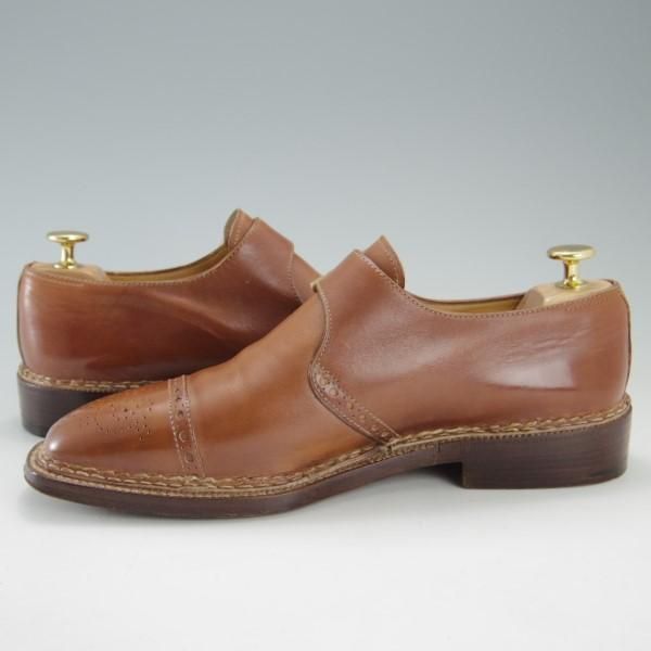 極上★(伊)ブランキーニ・カルツォレリア SIZE 7.5【最上級ライン★ノルベジェーゼ製法/バーニーズNY別注】モンクストラップ/茶★e504