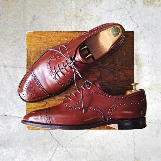 極上★(英)チーニー 8.5E【★ロイドフットウェア別注/Lloyd Footwear】Mシリーズ/89ラスト/セミブローグ/カーフ/赤茶/メンズ/CHEANEY★e511