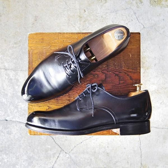 極上★(スペイン製)カルミナ SIZE 7.5【定価￥72,600-★プレーントゥ/955】FORESTラスト/ボックスカーフ/黒/メンズ/CARMINA★e517