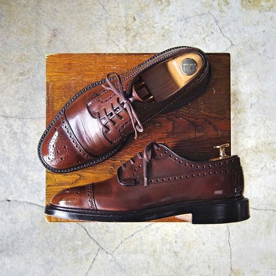 極上★チャーチ 50F/UK5【セミブローグ仕様のグラフトン★100ラスト/Chelmsford】4都市ロゴ/ネバダカーフ/茶/メンズ/Church's★e532