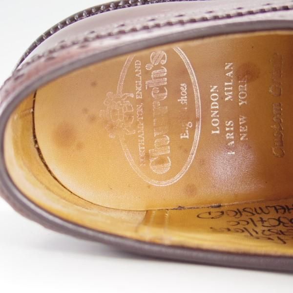 極上★チャーチ 50F/UK5【セミブローグ仕様のグラフトン★100ラスト/Chelmsford】4都市ロゴ/ネバダカーフ/茶/メンズ/Church's★e532