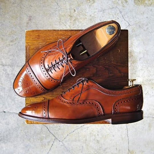 ★(米)アレンエドモンズ 9.5E【定価￥75,900-★Strand/ストランド】セミブローグ/カーフ/茶/メンズ/ALLEN EDMONDS★e538