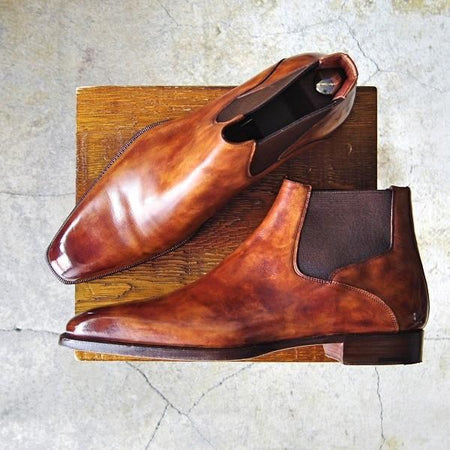 美品★(伊)サントーニ/リミテッドエディション SIZE 7【貴重★伊勢丹別注/Limited Edition】サイドゴアブーツ/カーフ/茶/Santoni★e543