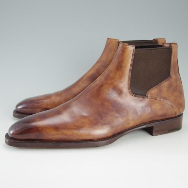 美品★(伊)サントーニ/リミテッドエディション SIZE 7【貴重★伊勢丹別注/Limited Edition】サイドゴアブーツ/カーフ/茶/Santoni★e543