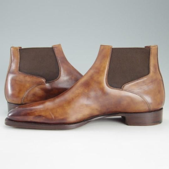 美品★(伊)サントーニ/リミテッドエディション SIZE 7【貴重★伊勢丹別注/Limited Edition】サイドゴアブーツ/カーフ/茶/Santoni★e543