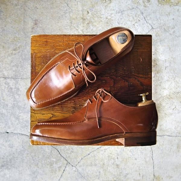 未使用★(伊)BONORA/ボノーラ 5E【ハンドソーンウェルテッド製法★九分仕立て/旧ボノーラ】Uチップ/カーフ/茶/メンズ★e544