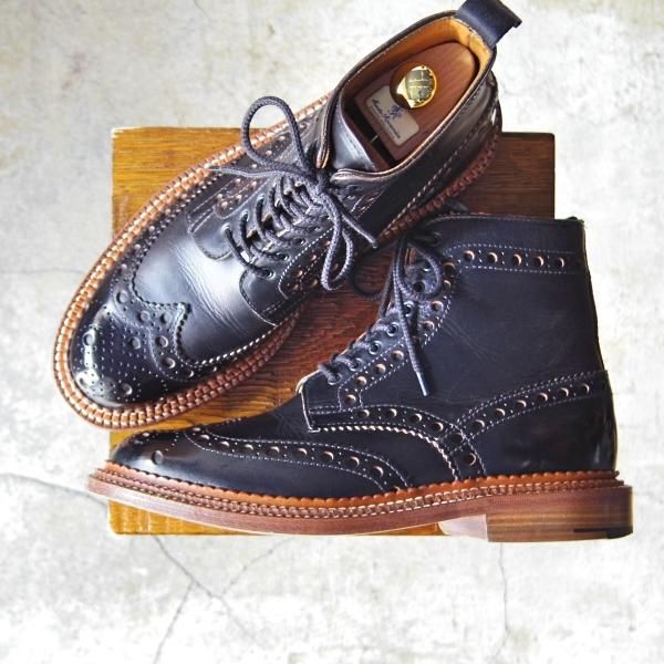 美品★(英)グレンソン 8G【定価9万円以上★THE TRIPLE WELT/トリプルウェルト/G-ONEライン】5068G/カントリーブーツ/黒/GRENSON★e559