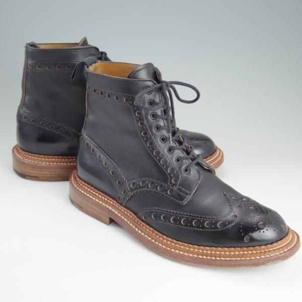 美品★(英)グレンソン 8G【定価9万円以上★THE TRIPLE WELT/トリプルウェルト/G-ONEライン】5068G/カントリーブーツ/黒/GRENSON★e559