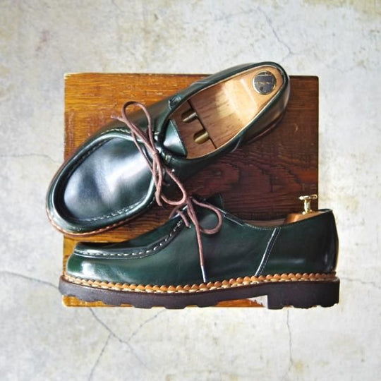 極美品★パラブーツ SIZE 40.5【定価￥71,500-★ミカエル/MICHAEL】チロリアンシューズ/リスレザー/VERT/深緑/Paraboot★e563