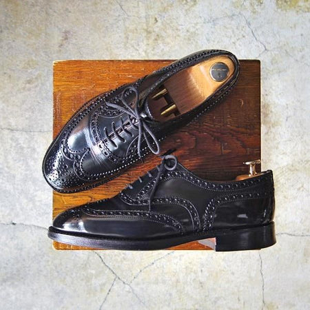 ★チャーチ 60F/UK6【定価￥96,800-★BURWOOD/バーウッド】81ラスト/4都市ロゴ/ポリッシュドバインダーカーフ/黒/メンズ/Church's★e570