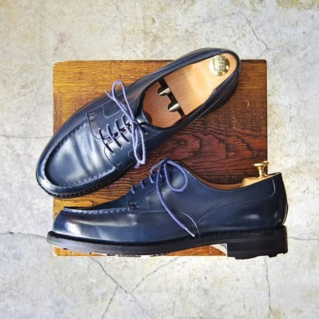 美品★J.M.ウェストン 7D【定価￥126,500-★ゴルフ/GOLF】641/31ラスト/Uチップ/ボックスカーフ/BLUE/紺/Weston/ウエストン★e551