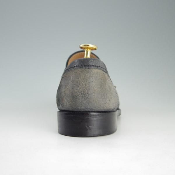 極上★(伊)F.LLIジャコメッティ SIZE 41.5【定価￥121,000-★つま先コードバン仕様/コインローファー】FG257/黒〜灰/Giacometti★e554