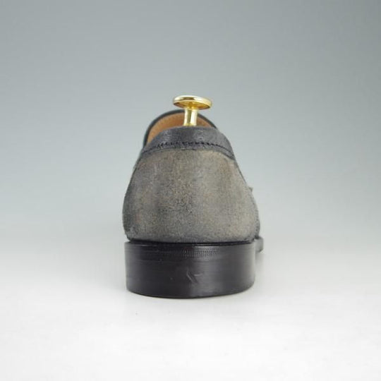 極上★(伊)F.LLIジャコメッティ SIZE 41.5【定価￥121,000-★つま先コードバン仕様/コインローファー】FG257/黒〜灰/Giacometti★e554