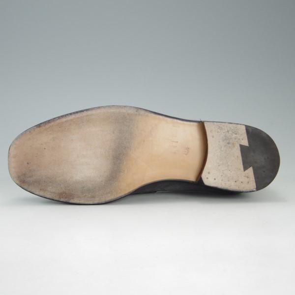 極上★(伊)F.LLIジャコメッティ SIZE 41.5【定価￥121,000-★つま先コードバン仕様/コインローファー】FG257/黒〜灰/Giacometti★e554