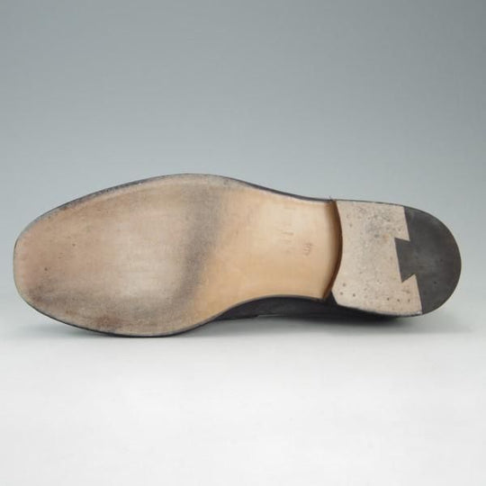 極上★(伊)F.LLIジャコメッティ SIZE 41.5【定価￥121,000-★つま先コードバン仕様/コインローファー】FG257/黒〜灰/Giacometti★e554