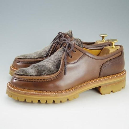 美品★ヒロシツボウチ SIZE 7【定価￥70,200-★フォック仕様/アザラシ皮】3820/クロムエクセルレザー/NAT/茶/HIROSHI TSUBOUCHI★e557