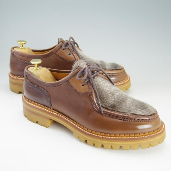 美品★ヒロシツボウチ SIZE 7【定価￥70,200-★フォック仕様/アザラシ皮】3820/クロムエクセルレザー/NAT/茶/HIROSHI TSUBOUCHI★e557