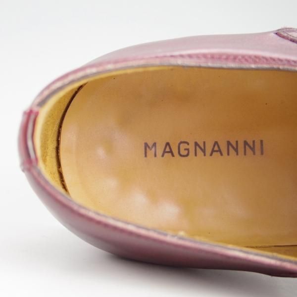 美品★(スペイン製)マグナーニ SIZE 43【★ボロネーゼ製法/オックスフォードシューズ】型押しレザー×カーフ/赤茶/MAGNANNI★e582