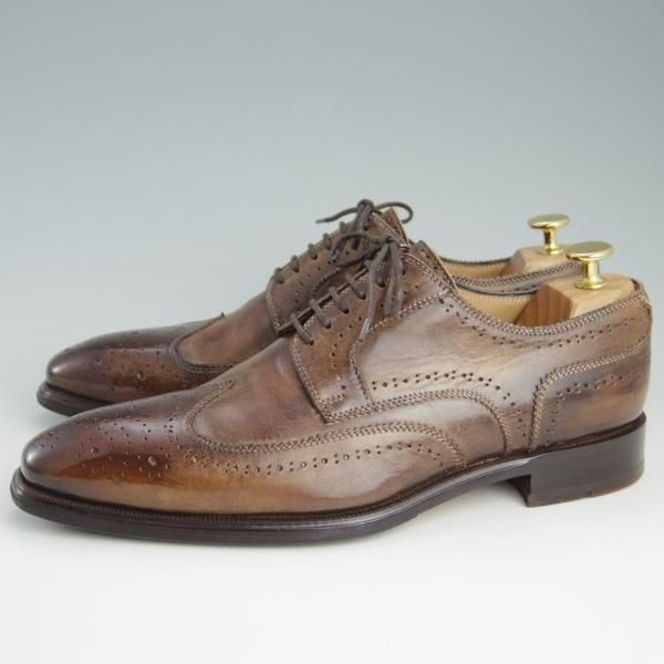 極上★(伊)ステファノ・ブランキーニ SIZE 7【★フルブローグ/2755】カーフ/茶/メンズ/STEFANO BRANCHINI★e583