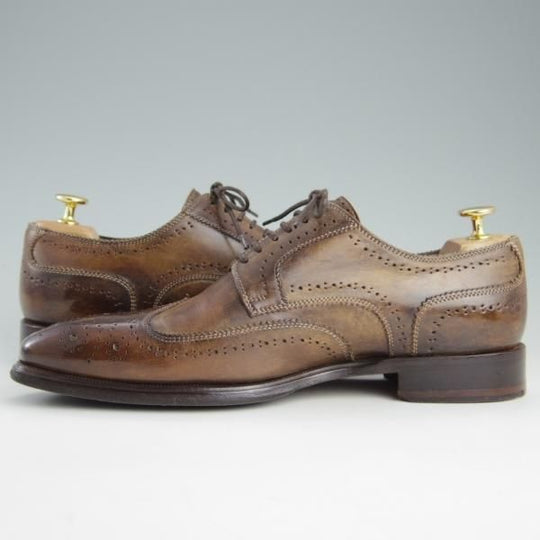 極上★(伊)ステファノ・ブランキーニ SIZE 7【★フルブローグ/2755】カーフ/茶/メンズ/STEFANO BRANCHINI★e583