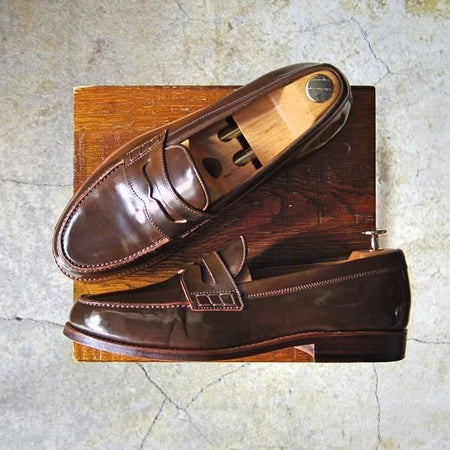 美品★(独)ハインリッヒ・ディンケラッカー SIZE 8.5【定価￥148,500-★茶/コードバン】WEIN/コインローファー/Heinrich Dinkelacker★e587